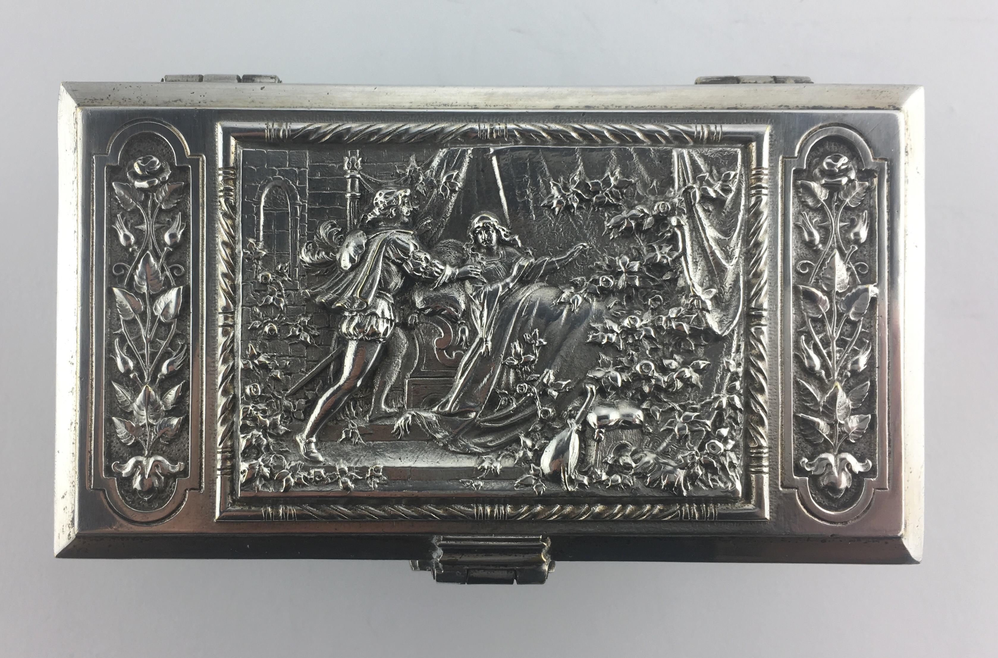 A remarkable intricately designed, handcrafted silver box, circa 1880s. 

We were told that this box is sterling silver and that the makers mark 