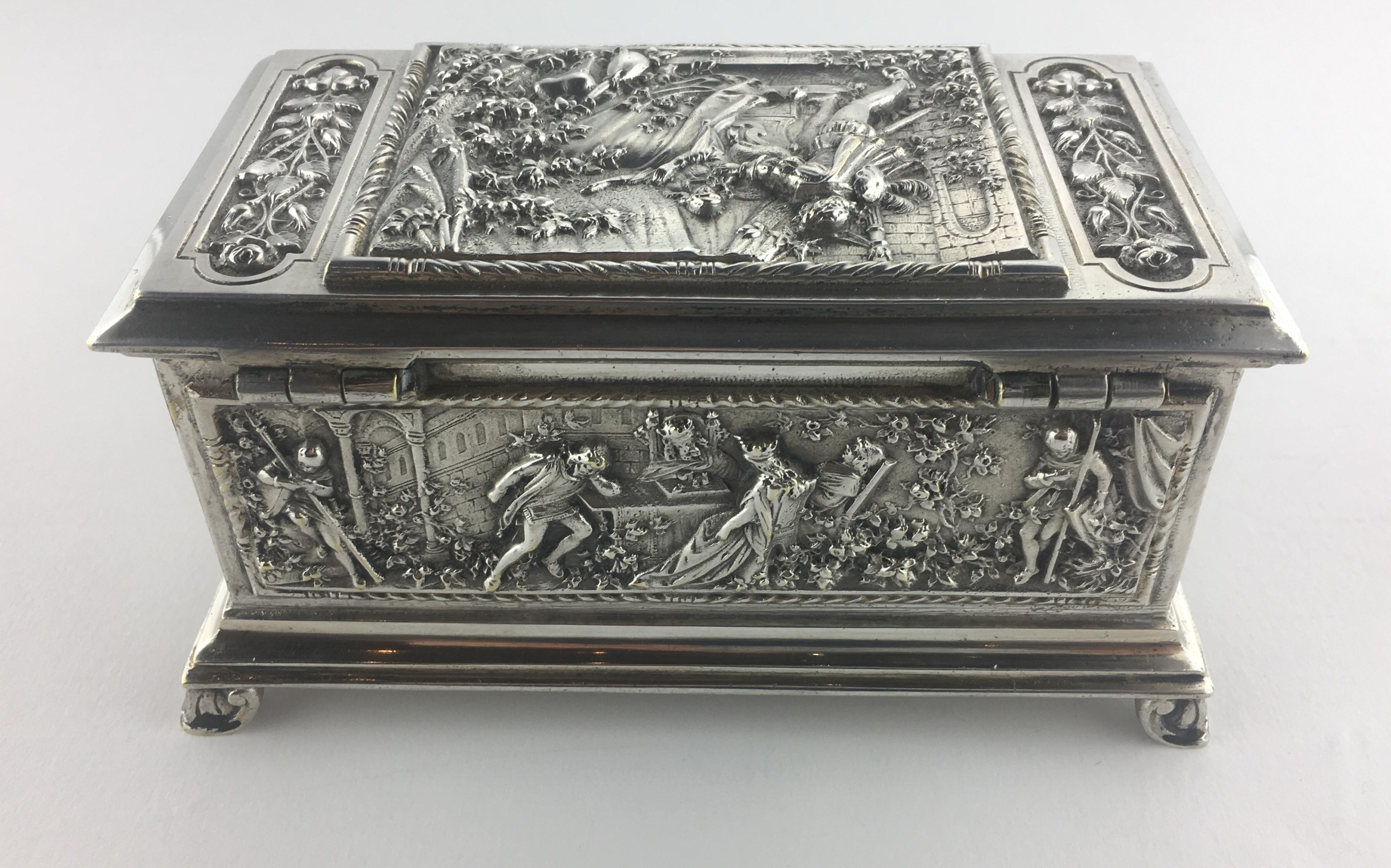 French Medieval Style Sterling Silver Jewelry Box, circa 1880 For Sale ...