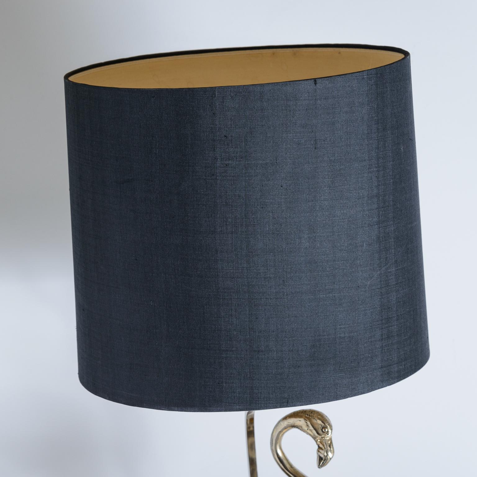French Silver & Brass Flamingo Table Lamp by Maison Charles, C. 1965 2