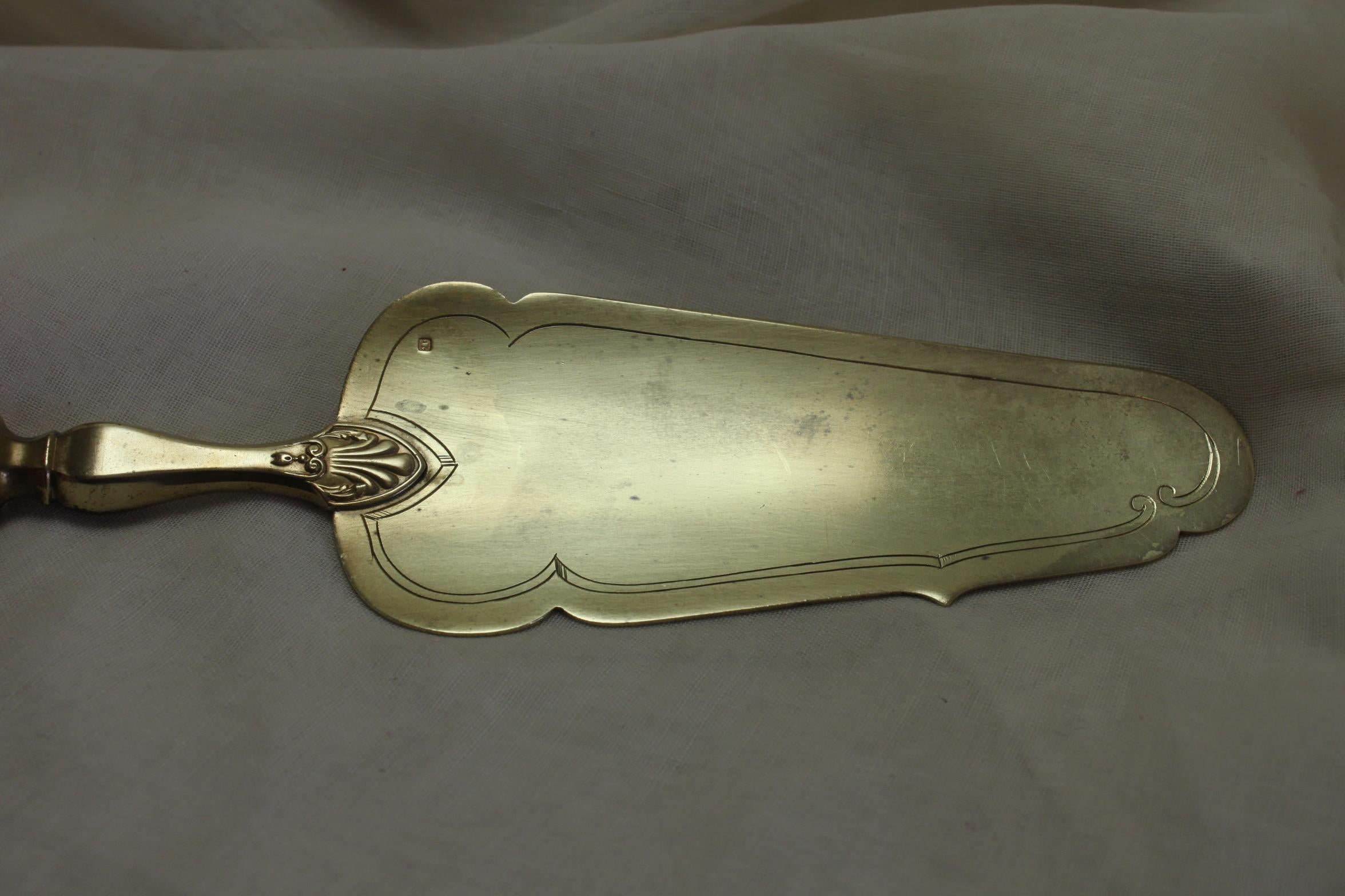 French Silver Cake Slice with Gilt Blade In Good Condition For Sale In East Geelong, VIC