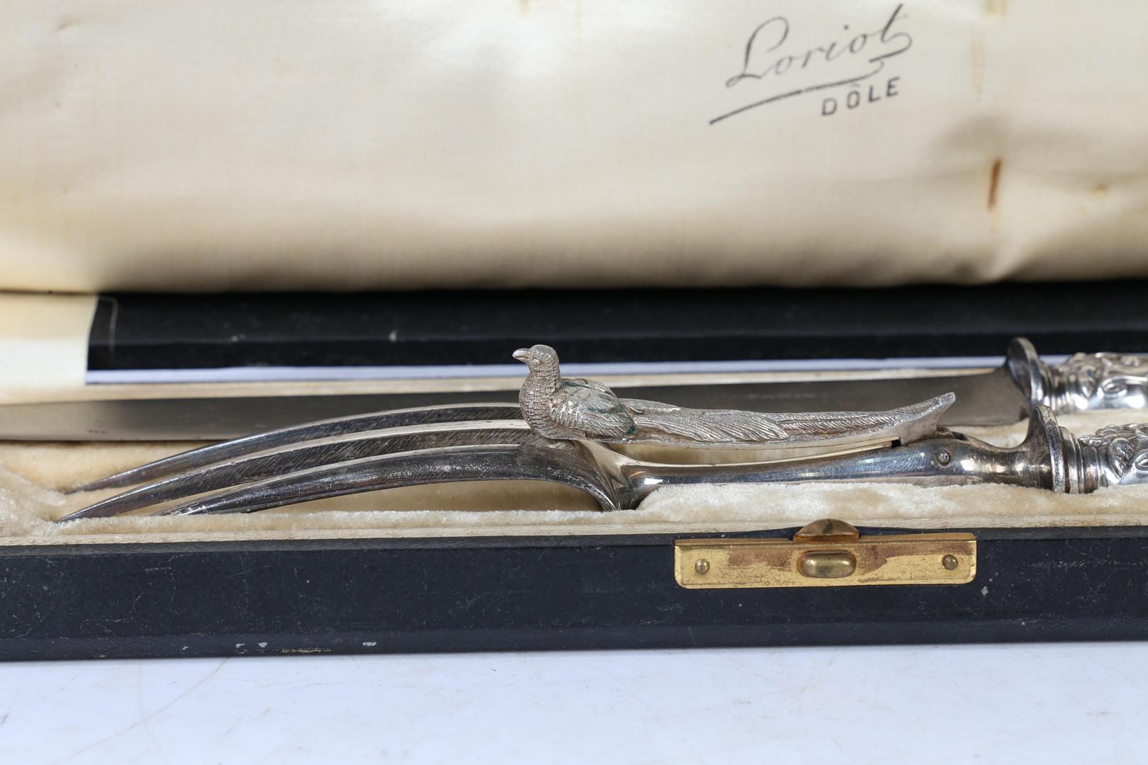 Art déco FRENCH SILVER Carving Knife Exclusive Royal Cutlery Sterling Silver Fork & Knife en vente