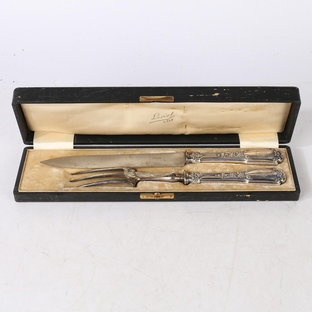 FRENCH SILVER Carving Knife Exclusive Royal Cutlery Sterling Silver Fork & Knife Abîmé - En vente à Wembley, GB