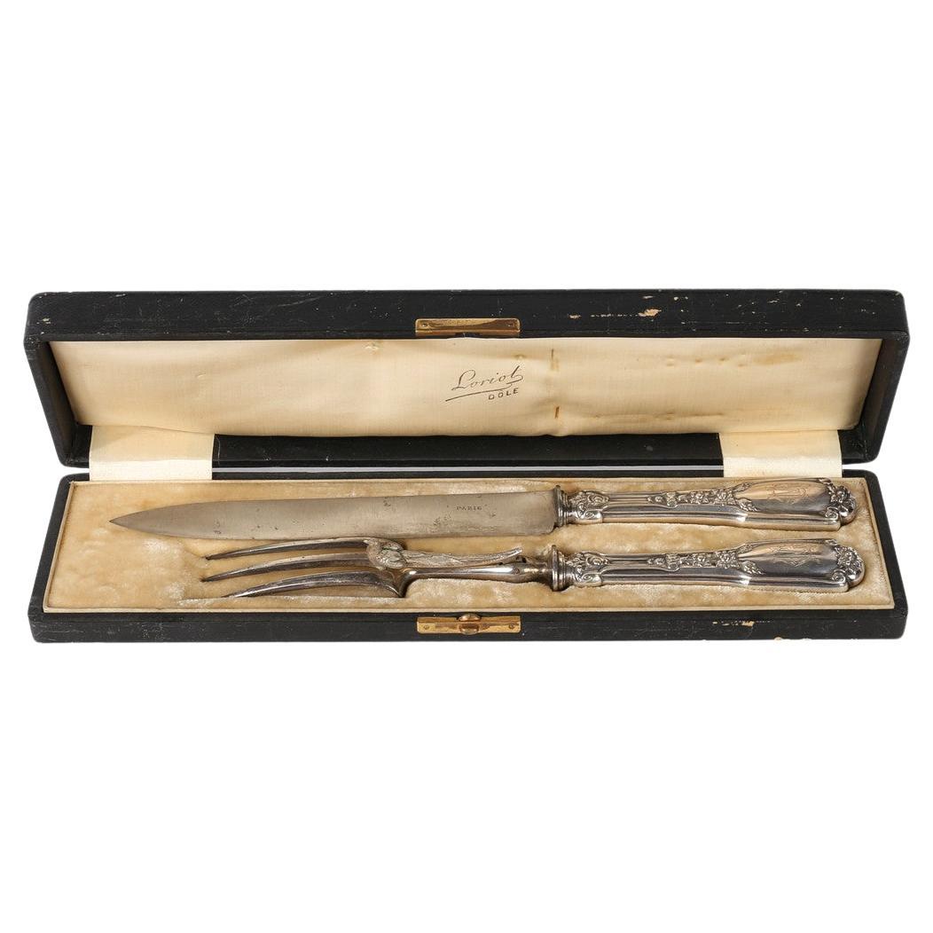 FRENCH SILVER Carving Knife Exclusive Royal Cutlery Sterling Silver Fork & Knife
