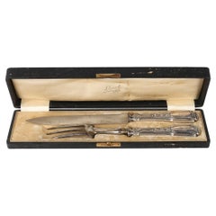 Antique FRENCH SILVER Carving Knife Exclusive Royal Cutlery Sterling Silver Fork & Knife