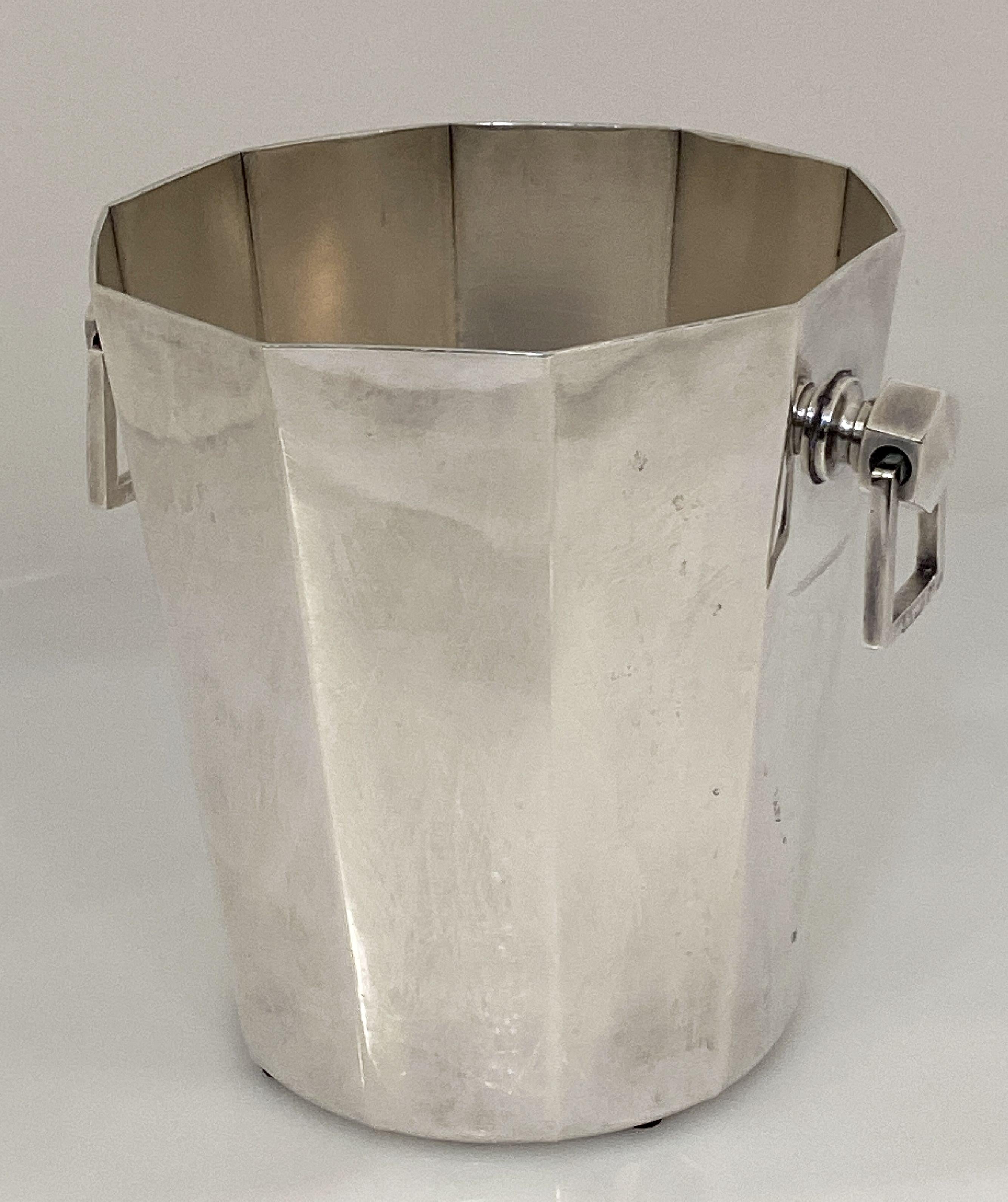 French Silver Champagne Bucket or Wine Cooler Bucket in the Modernist Style 3
