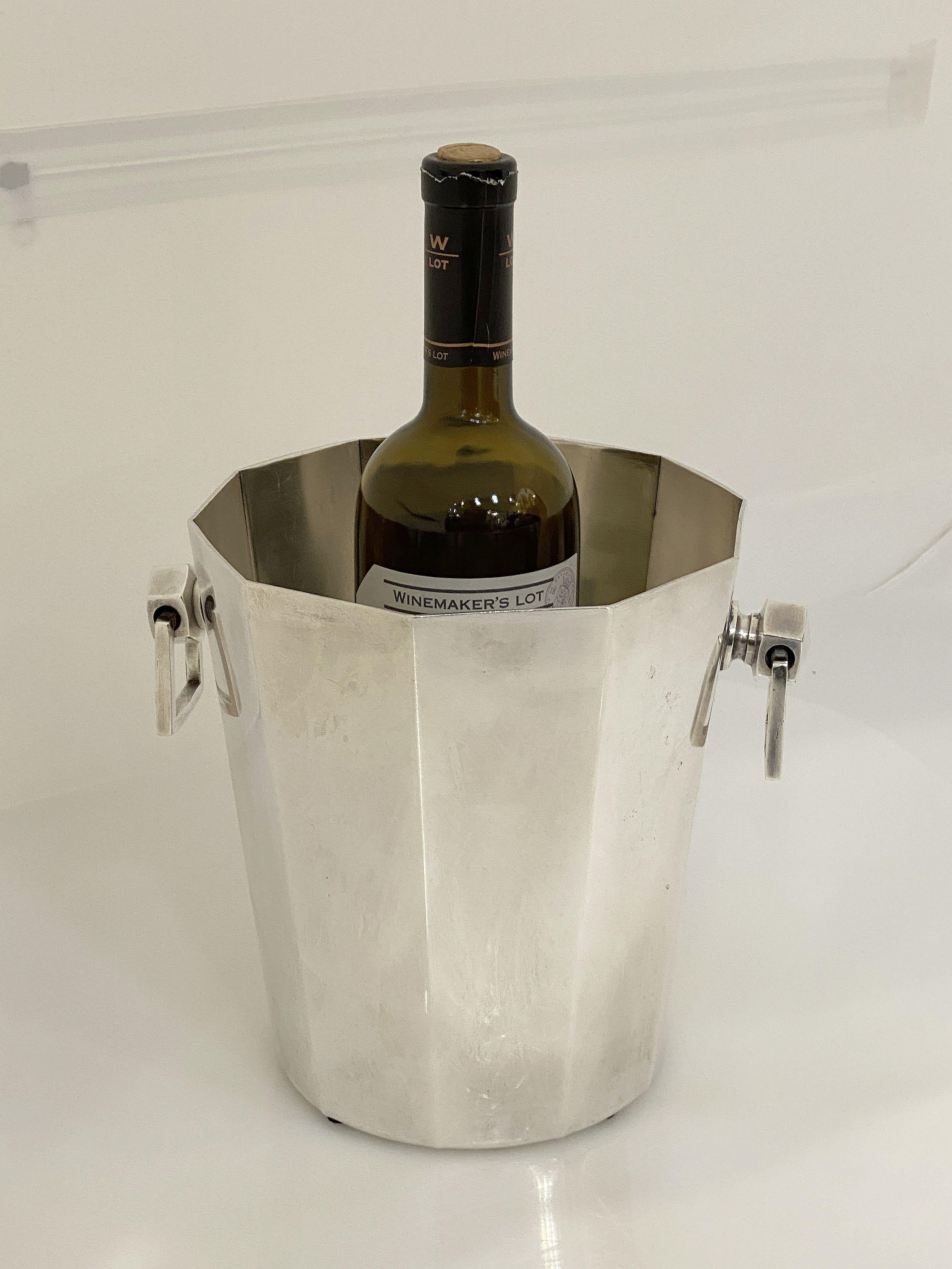 French Silver Champagne Bucket or Wine Cooler Bucket in the Modernist Style 5