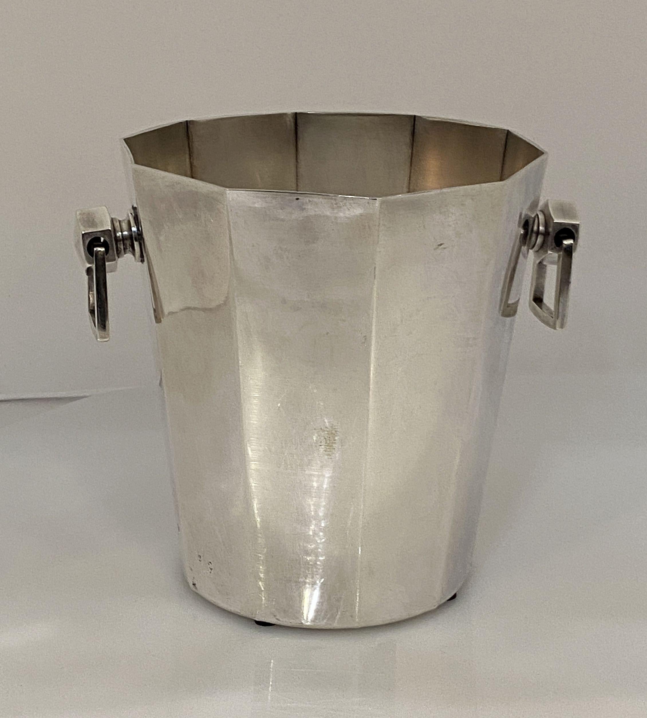 Silver Plate French Silver Champagne Bucket or Wine Cooler Bucket in the Modernist Style