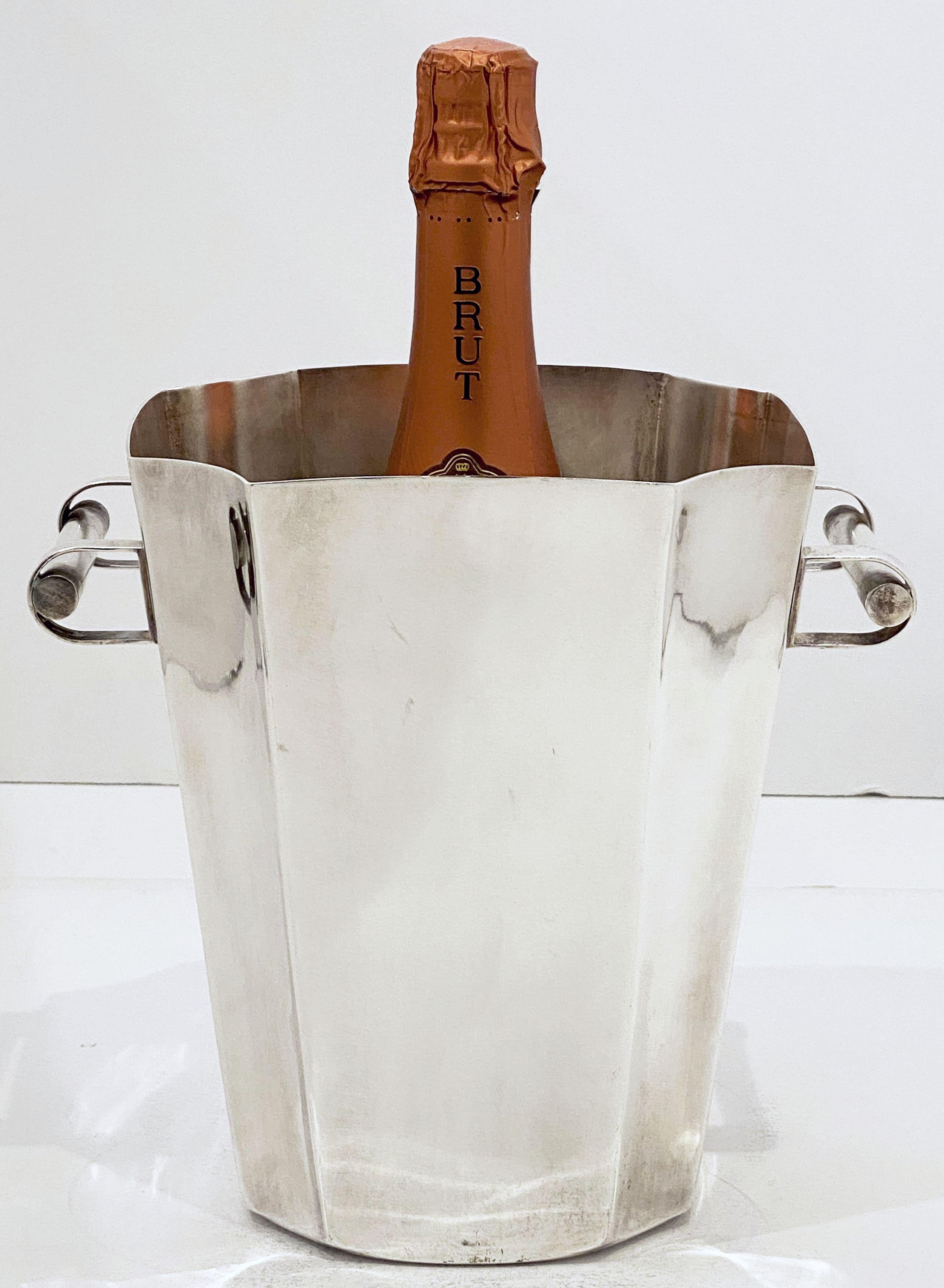 French Silver Champagne or Wine Cooler or Ice Bucket in the Art Deco Style In Good Condition In Austin, TX