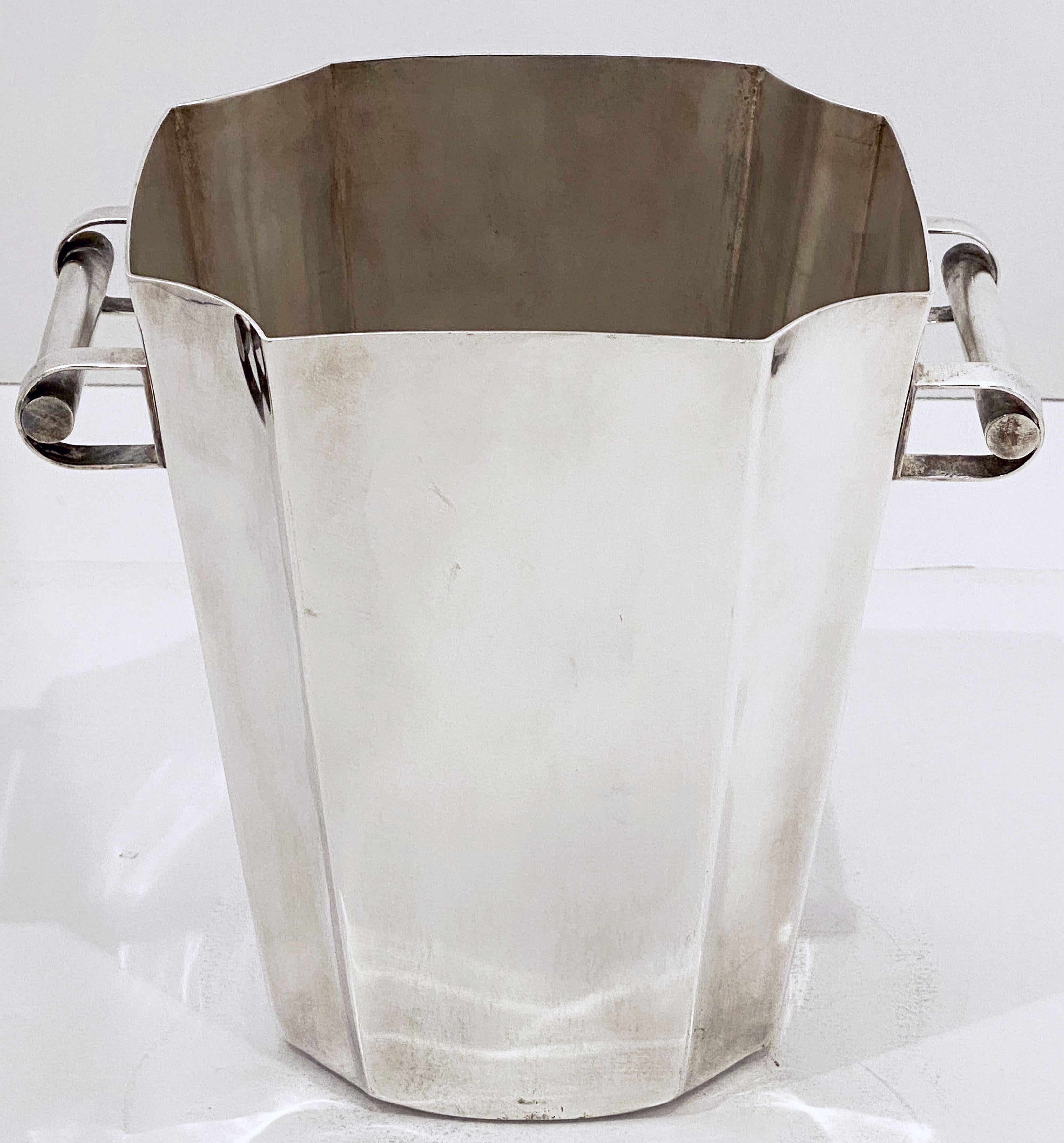 French Silver Champagne or Wine Cooler or Ice Bucket in the Art Deco Style 1