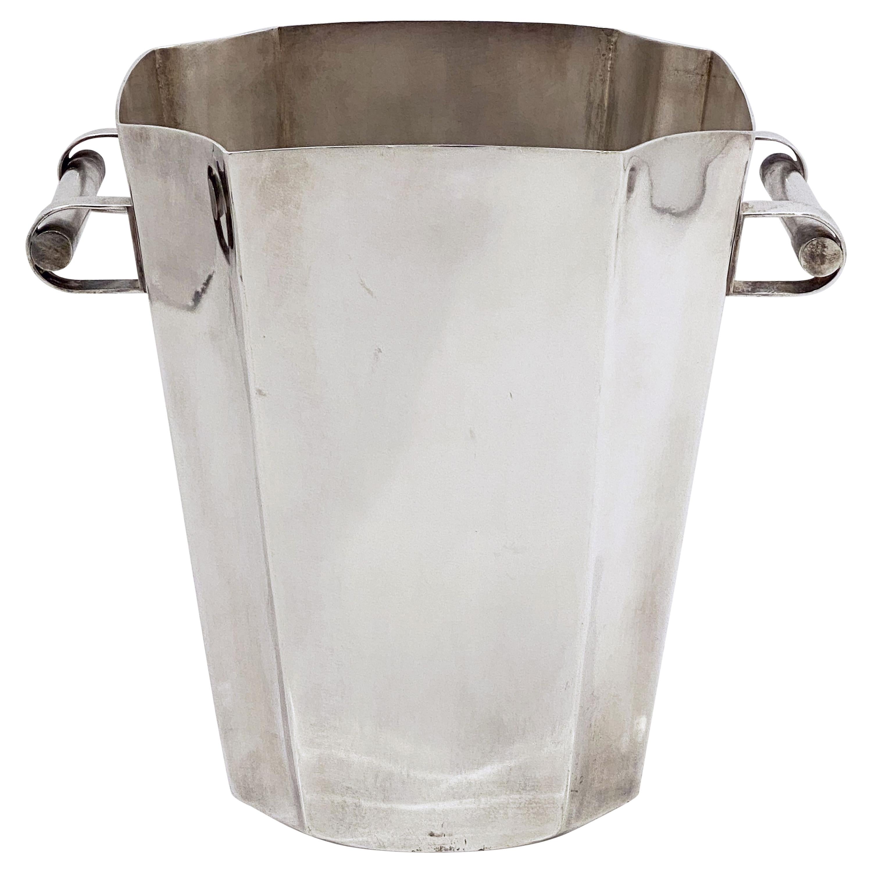 French Silver Champagne or Wine Cooler or Ice Bucket in the Art Deco Style