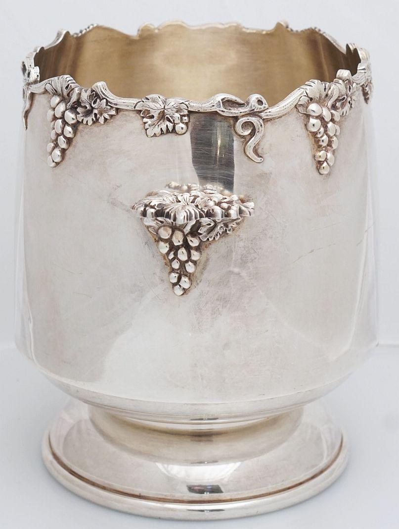 French Silver Champagne or Wine Cooler with Grape Motif For Sale 5