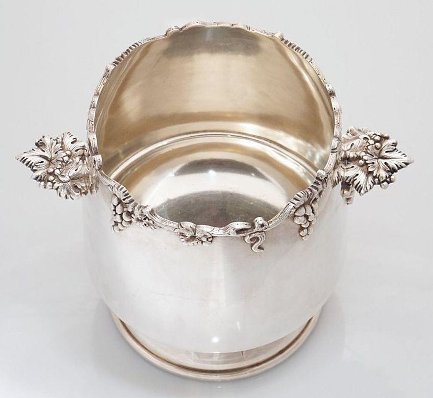 French Silver Champagne or Wine Cooler with Grape Motif For Sale 9
