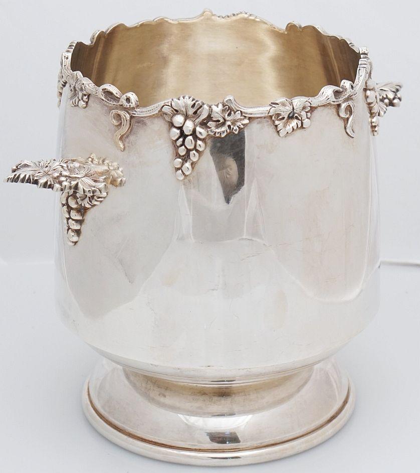 French Silver Champagne or Wine Cooler with Grape Motif In Good Condition For Sale In Austin, TX