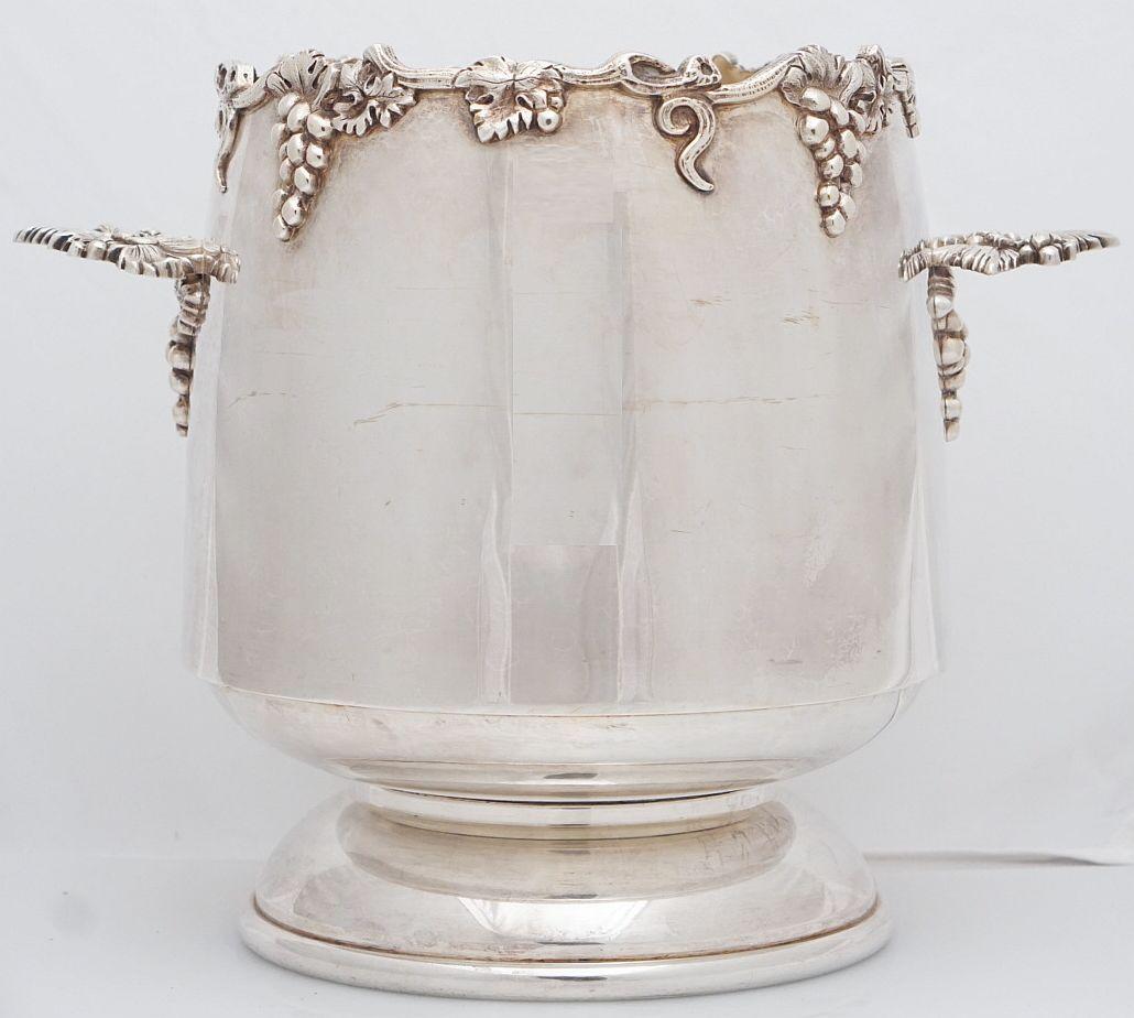 French Silver Champagne or Wine Cooler with Grape Motif For Sale 1