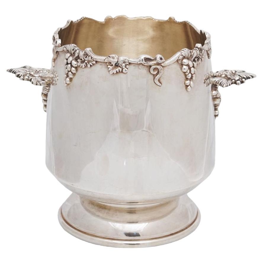 French Silver Champagne or Wine Cooler with Grape Motif