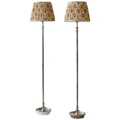 French Silver Floor Lamp with Custom Shirred Lampshade