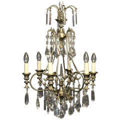 French Silver Gilded Birdcage Chandelier