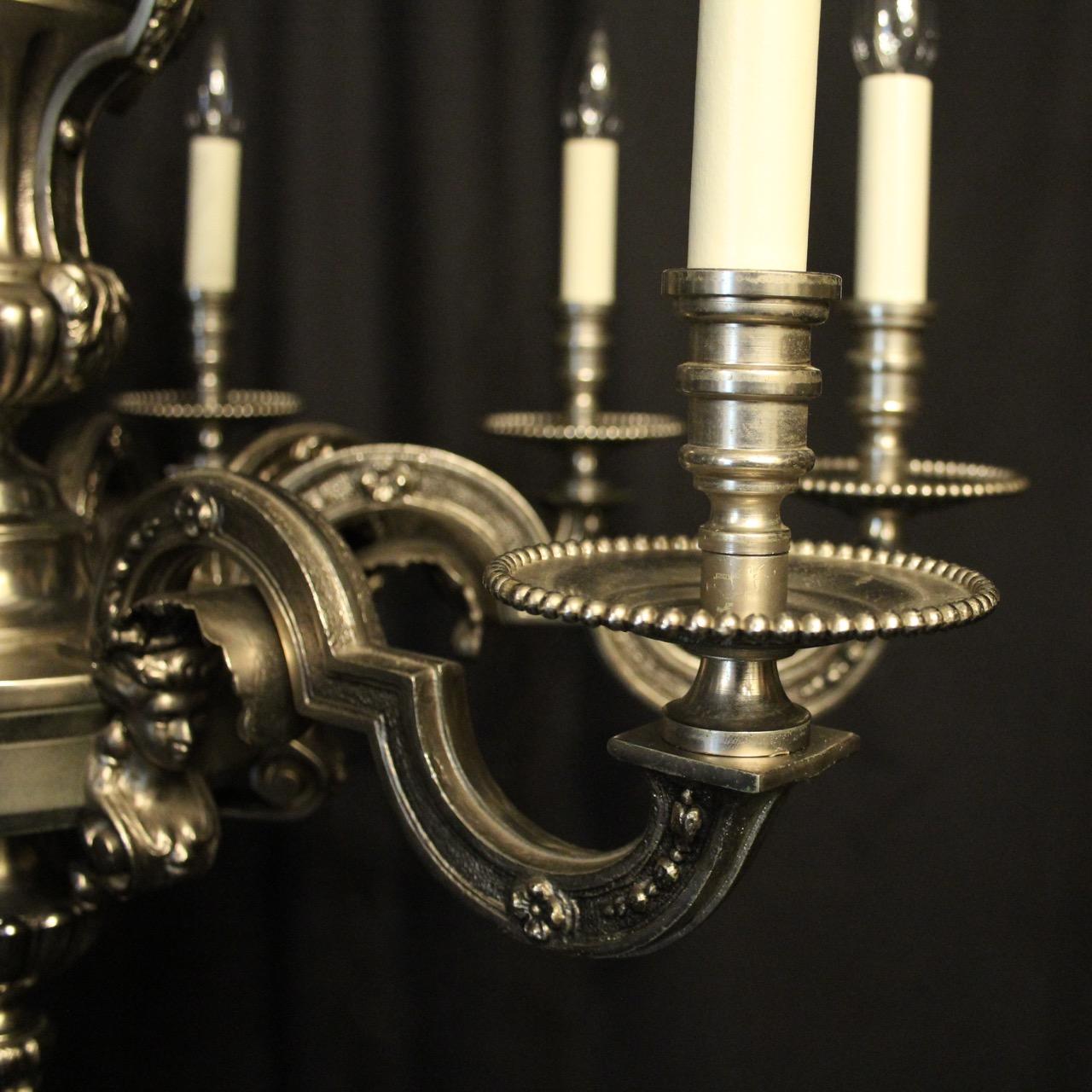 Rococo French Silver Gilded Bronze 8-Light Antique Chandelier For Sale