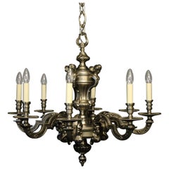 French Silver Gilded Bronze 8-Light Antique Chandelier