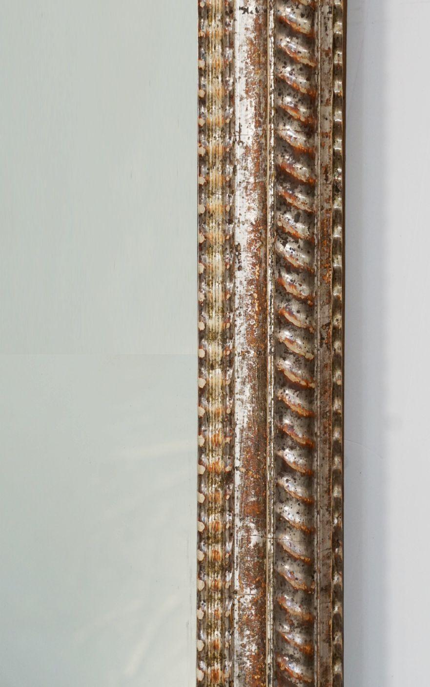 French Silver Gilt Rectangular Mirror with Ripple Edge Frame (H 34 x W 24 5/8) 4