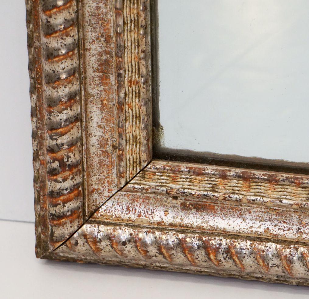 French Silver Gilt Rectangular Mirror with Ripple Edge Frame (H 34 x W 24 5/8) 7