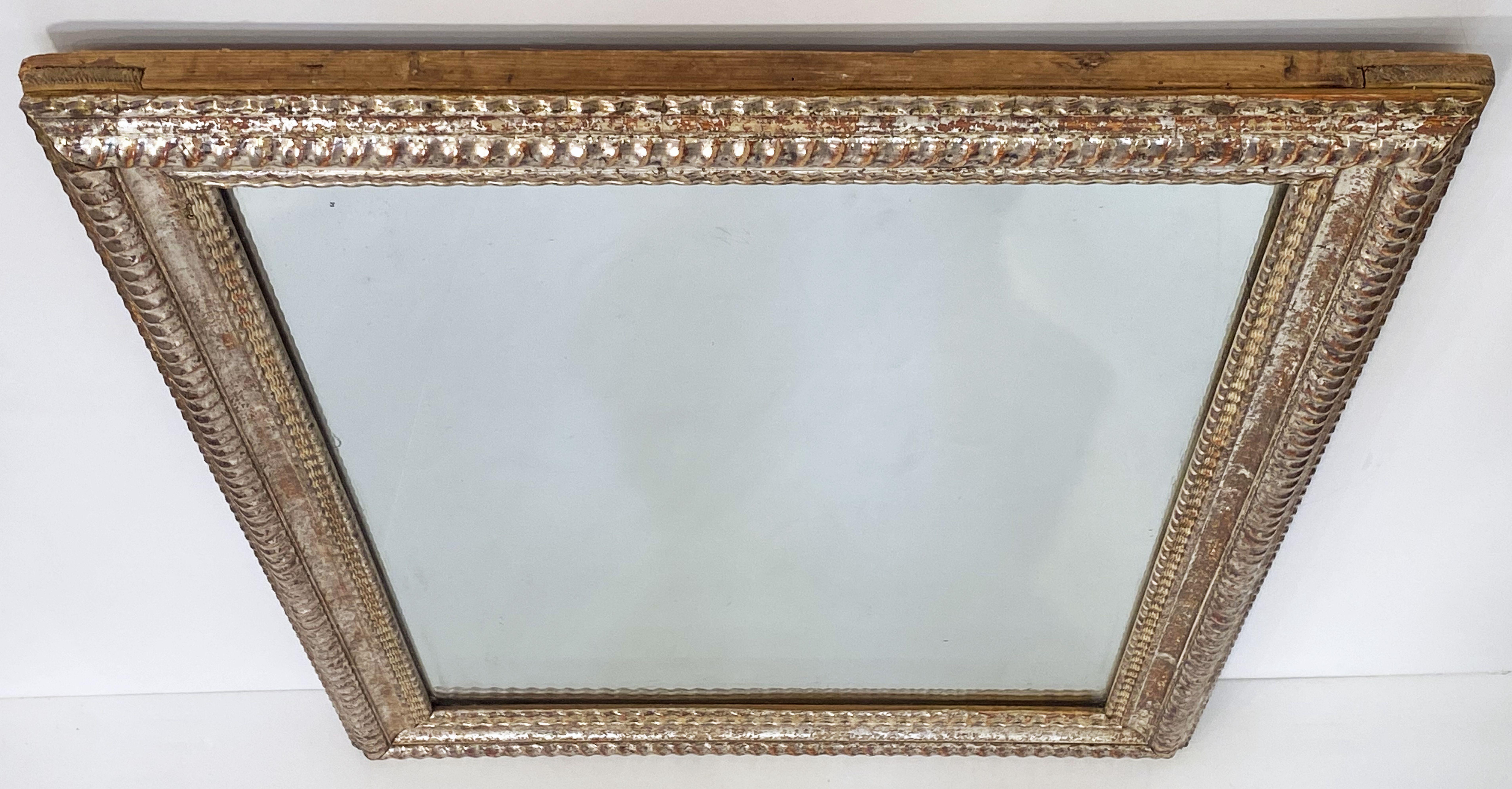 Louis Philippe French Silver Gilt Rectangular Mirror with Ripple Edge Frame (H 34 x W 24 5/8)