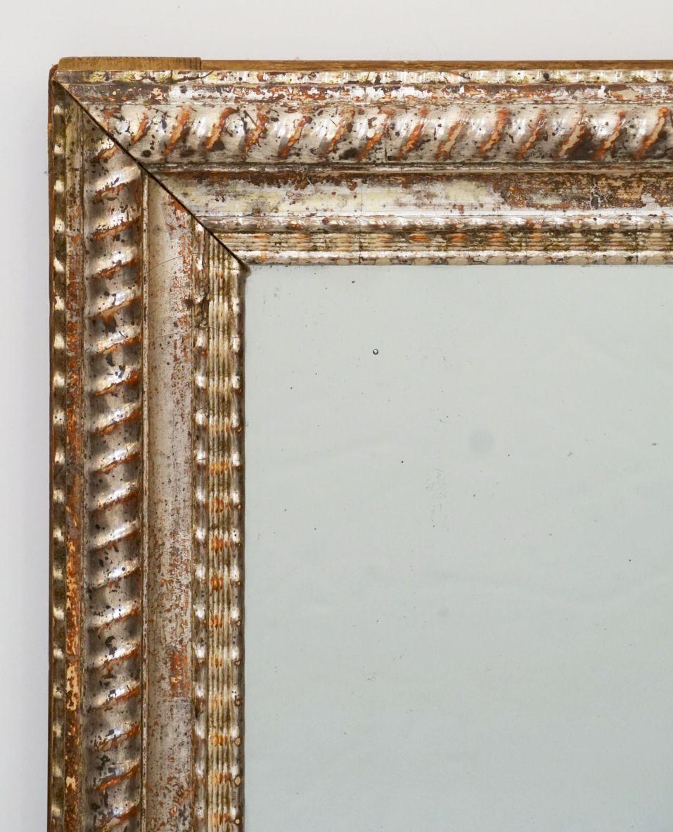 19th Century French Silver Gilt Rectangular Mirror with Ripple Edge Frame (H 34 x W 24 5/8)