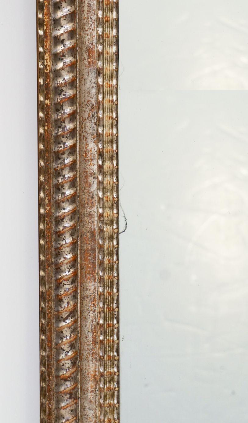 Glass French Silver Gilt Rectangular Mirror with Ripple Edge Frame (H 34 x W 24 5/8)