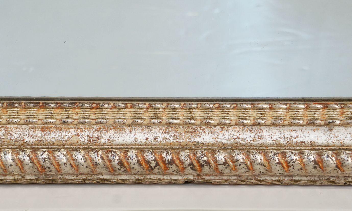 French Silver Gilt Rectangular Mirror with Ripple Edge Frame (H 34 x W 24 5/8) 2