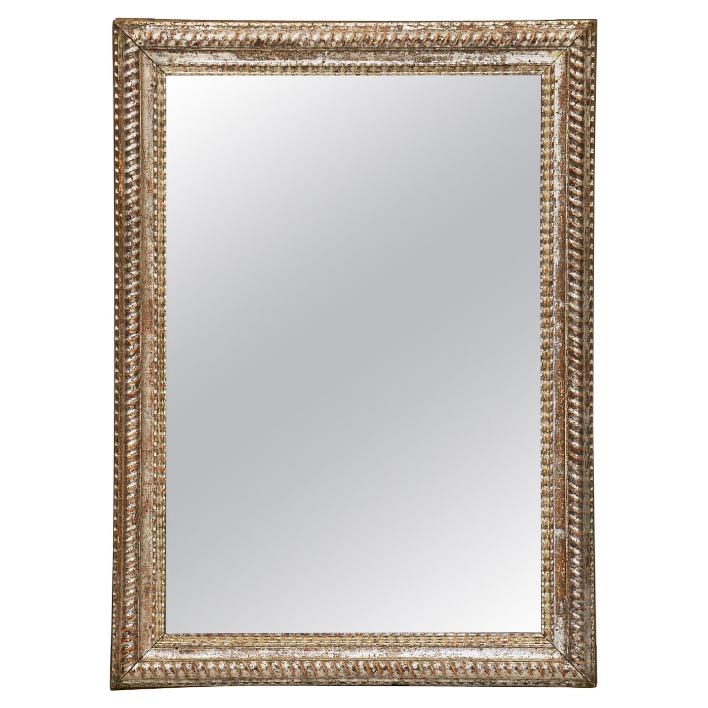 French Silver Gilt Rectangular Mirror with Ripple Edge Frame (H 34 x W 24 5/8)