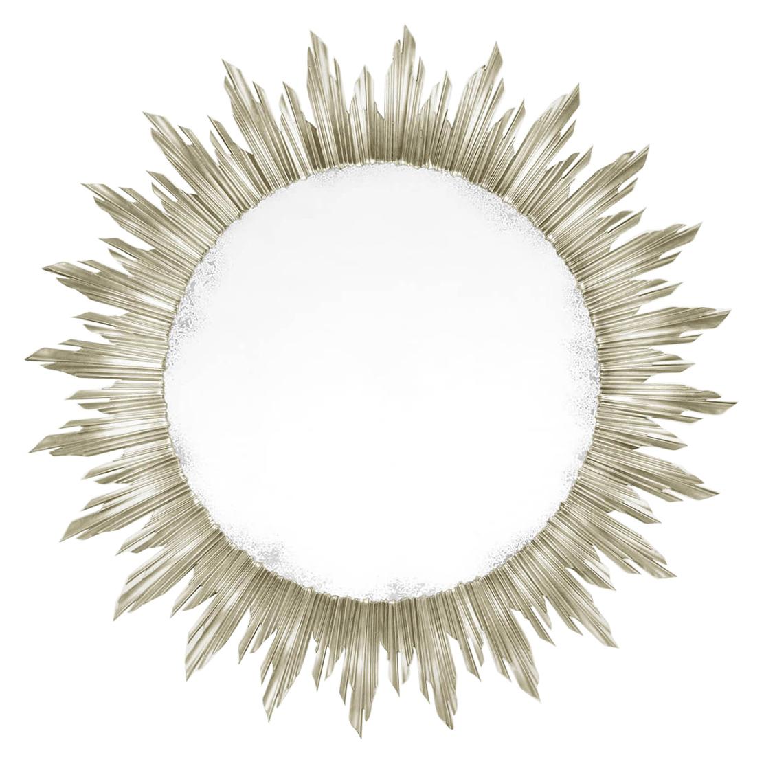 French Silver Gilt Sunburst Mirror For Sale