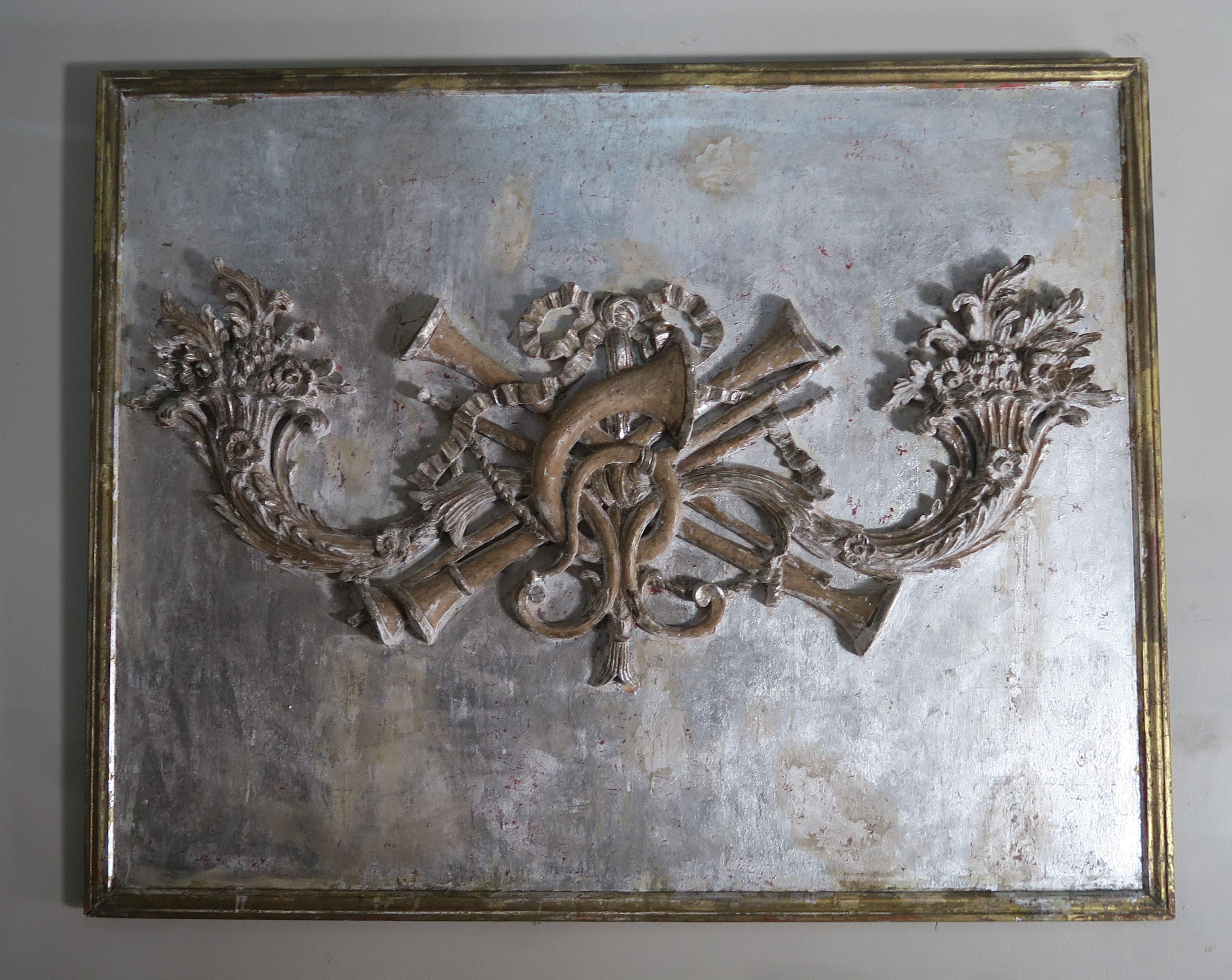 French Silver and Gold Pair of Carved Cornucopia Panel, circa 1930s 6