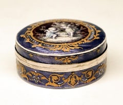 French Silver Guilloche-Enamel Box with Delicate Decoration Paris, circa 1900