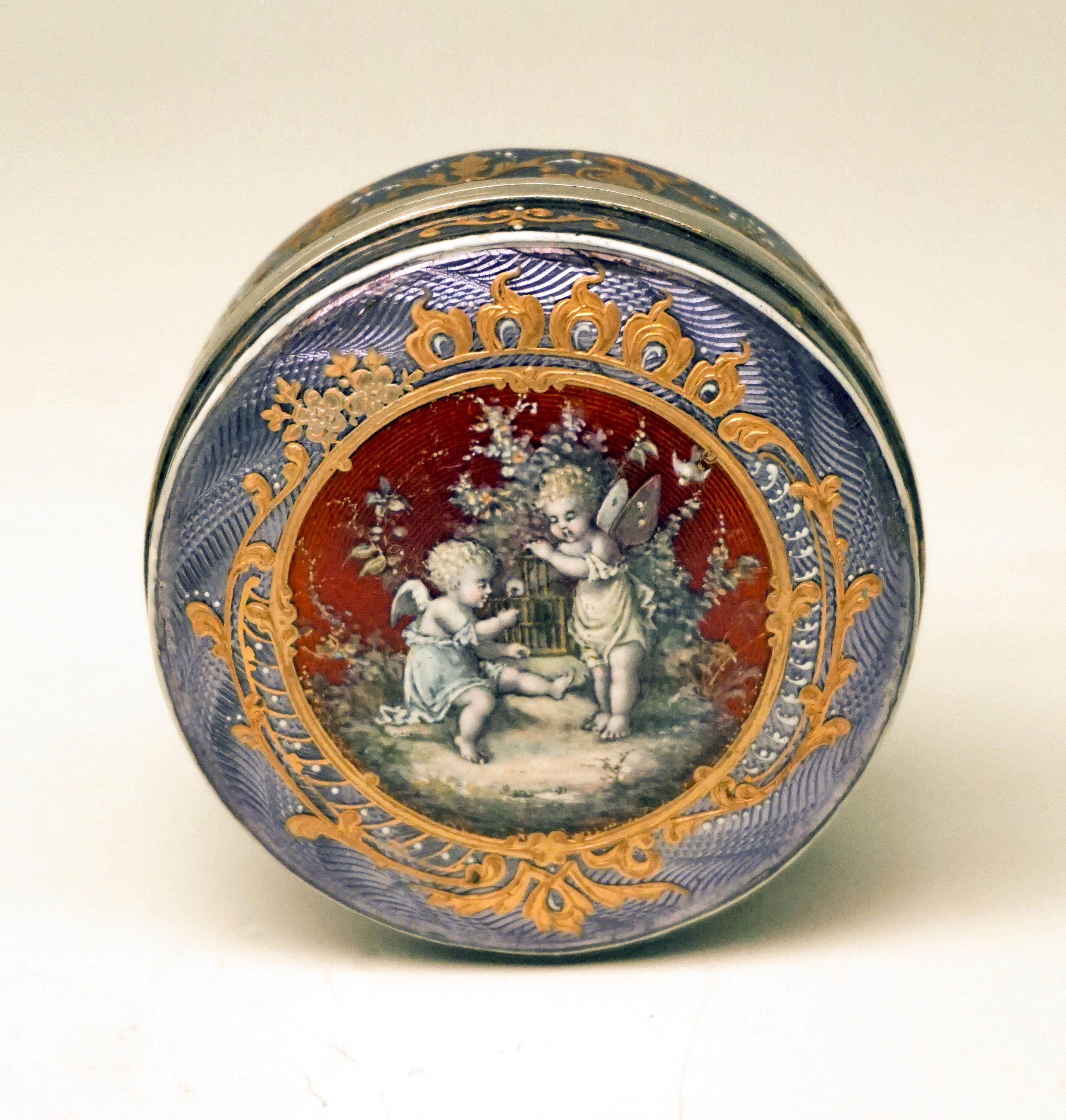 Enameled French Silver Guilloche-Enamel Box with Delicate Decoration Paris, circa 1900