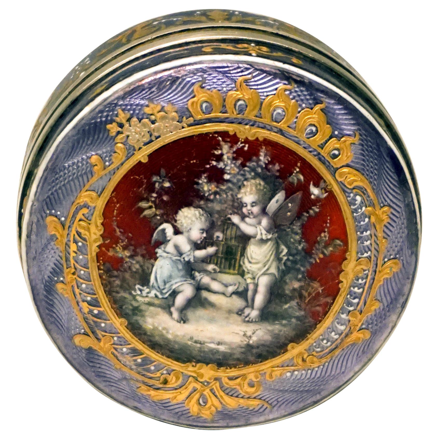 French Silver Guilloche-Enamel Box with Delicate Decoration Paris, circa 1900