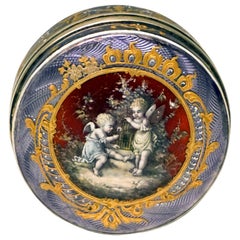 Antique French Silver Guilloche-Enamel Box with Delicate Decoration Paris, circa 1900