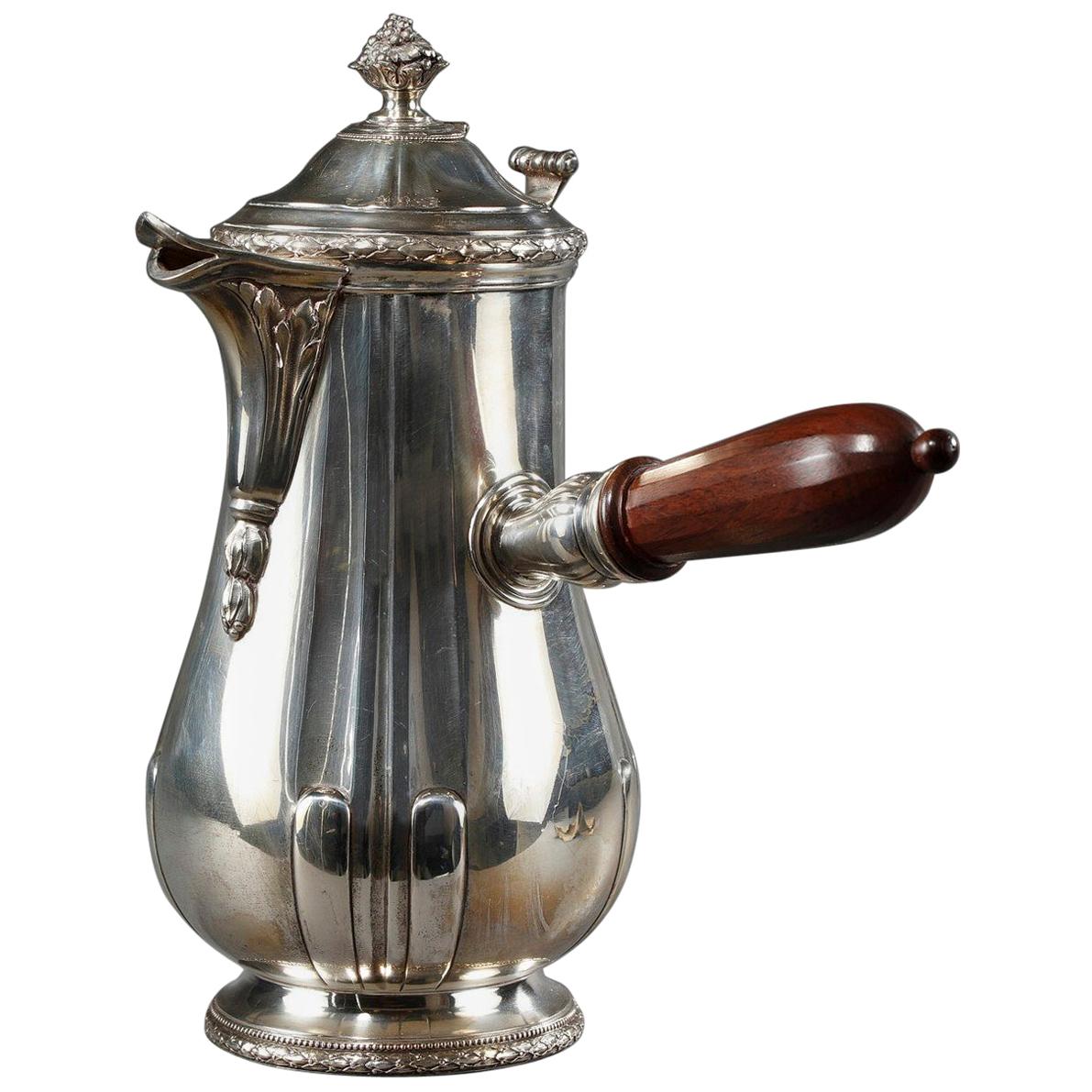 French Silver Hot Chocolate Pot by Jean-Emile Puiforcat