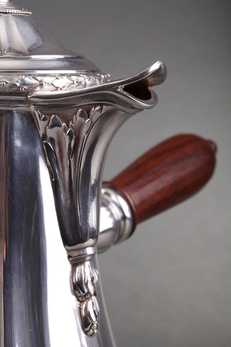 French Silver Hot Chocolate Pot or Coffee Pot, Puiforcat For Sale