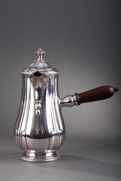 French Silver Hot Chocolate Pot or Coffee Pot, Puiforcat