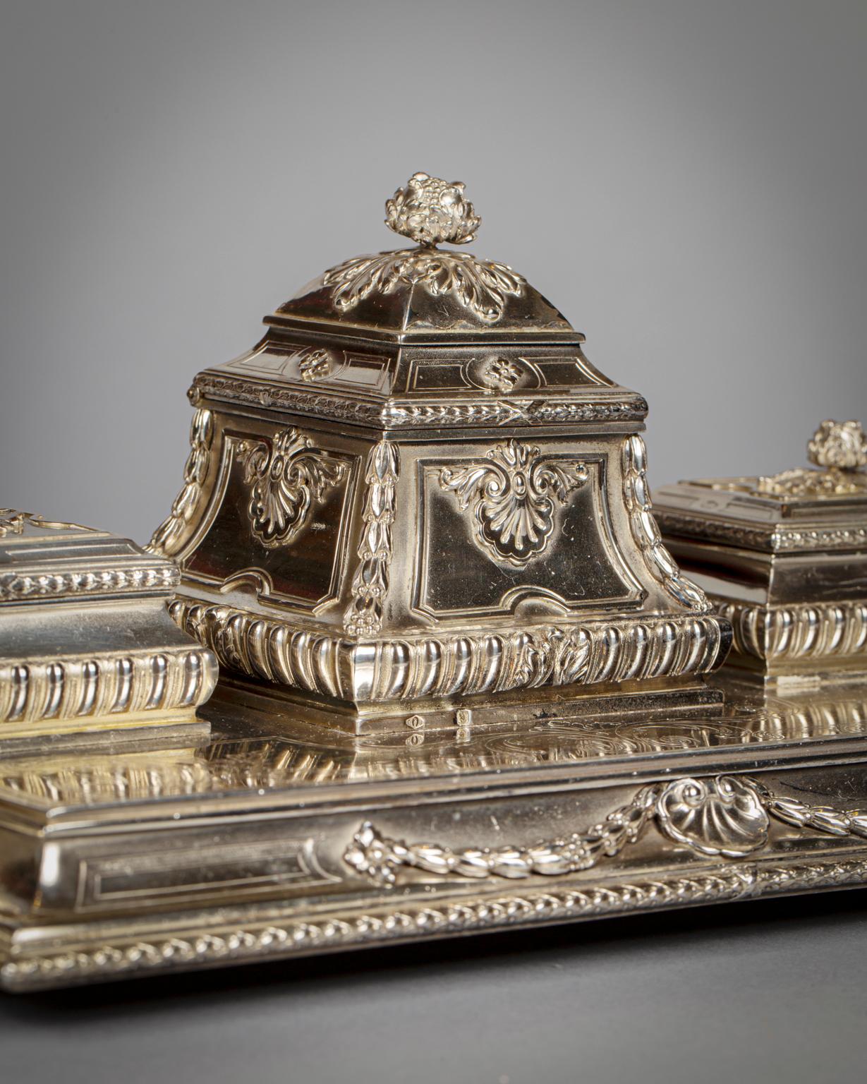 French Silver Inkstand, Late 19th century In Good Condition For Sale In New York, NY