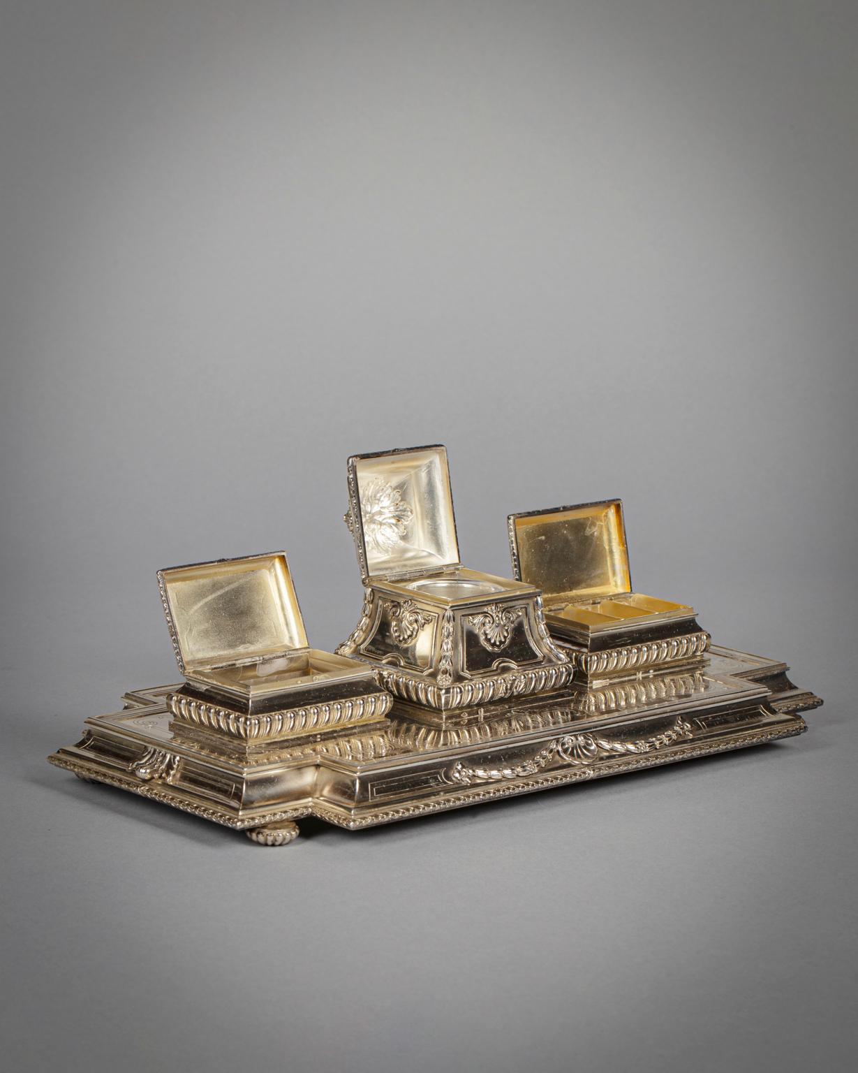 French Silver Inkstand, Late 19th century For Sale 2