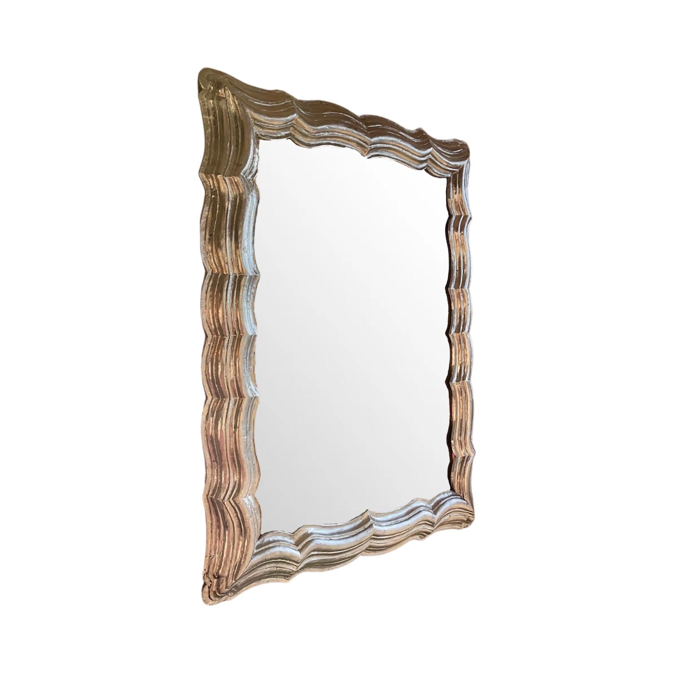 French Silver Leaf Oakwood Mirror In Good Condition For Sale In Dallas, TX