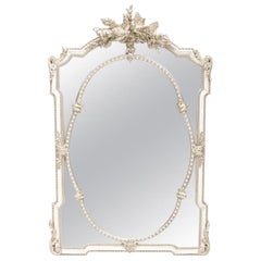 French Silver Leafed Carved Giltwood Mirror