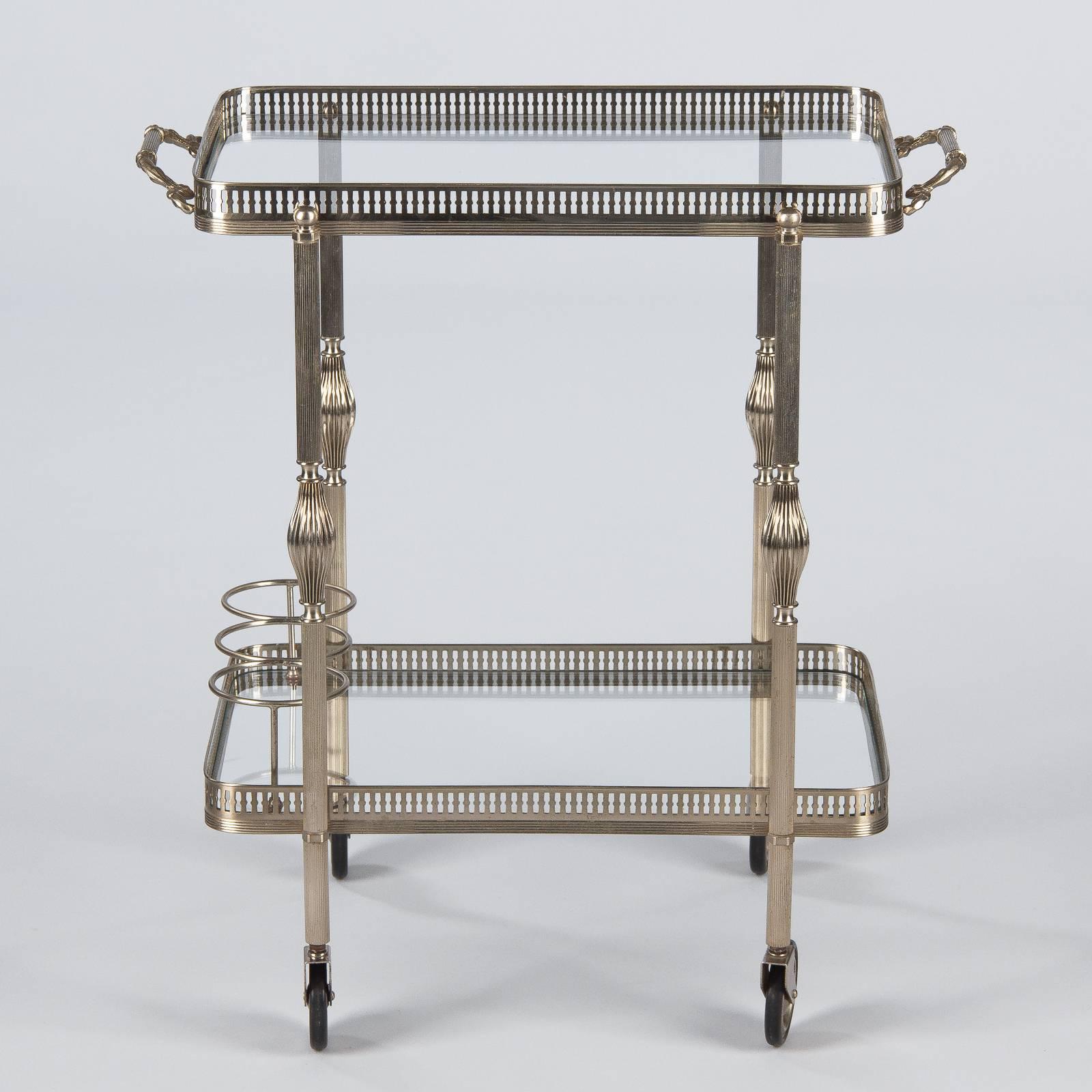 French Silver Metal Bar Cart by Maison Bagues, 1950s 5