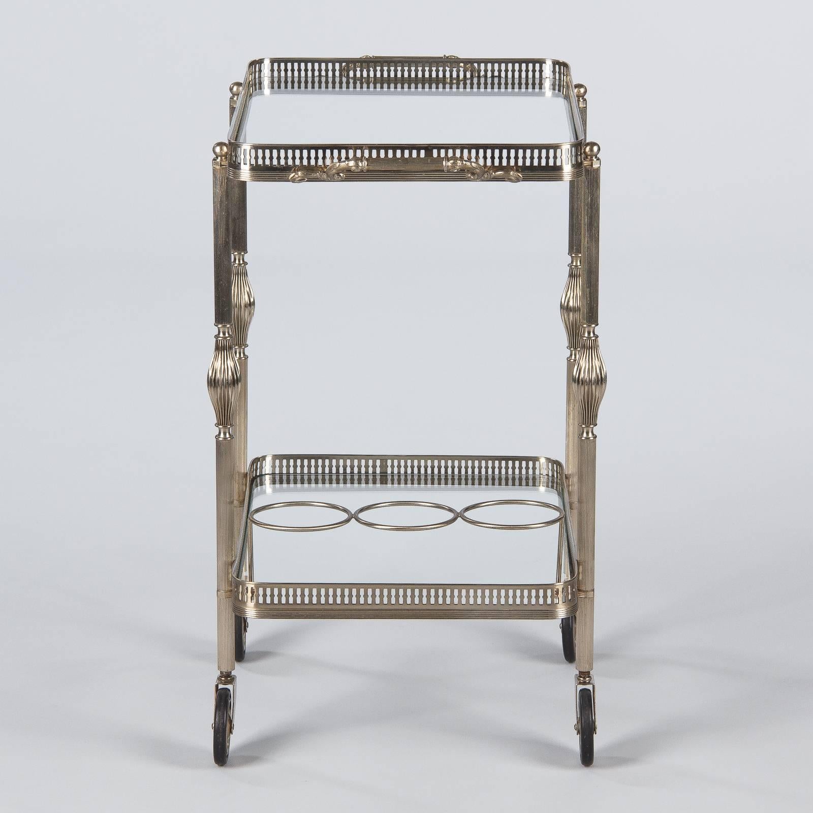 French Silver Metal Bar Cart by Maison Bagues, 1950s 6