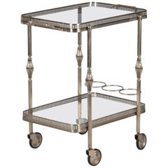 Vintage French Silver Metal Bar Cart by Maison Bagues, 1950s