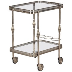 Retro French Silver Metal Bar Cart by Maison Bagues, 1950s
