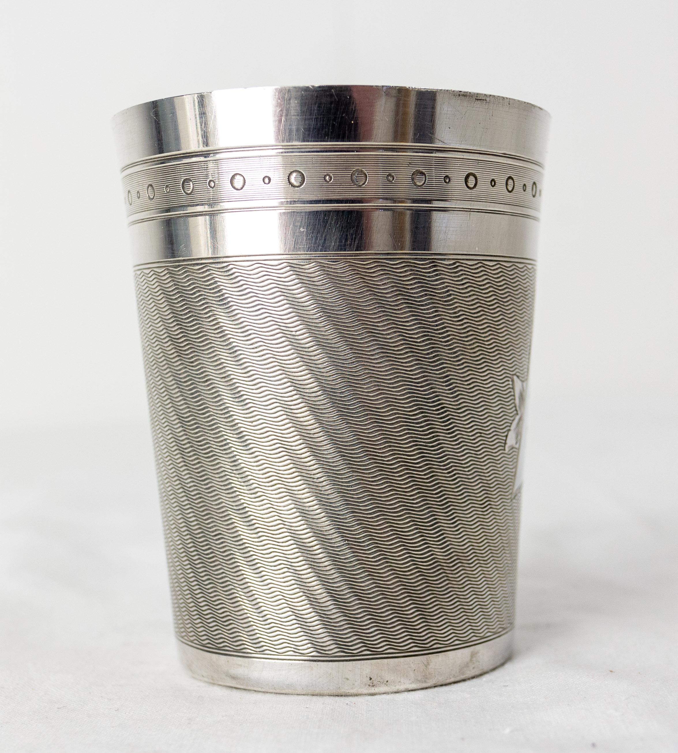 20th Century French Silver Metal Goblet, Initial Letters F B, circa 1900 For Sale