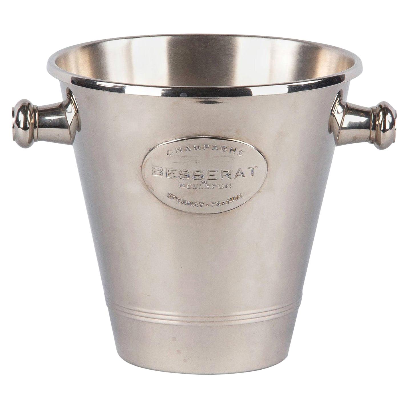 French Silver Metal Ice Bucket for Champagne Besserat, 1970s