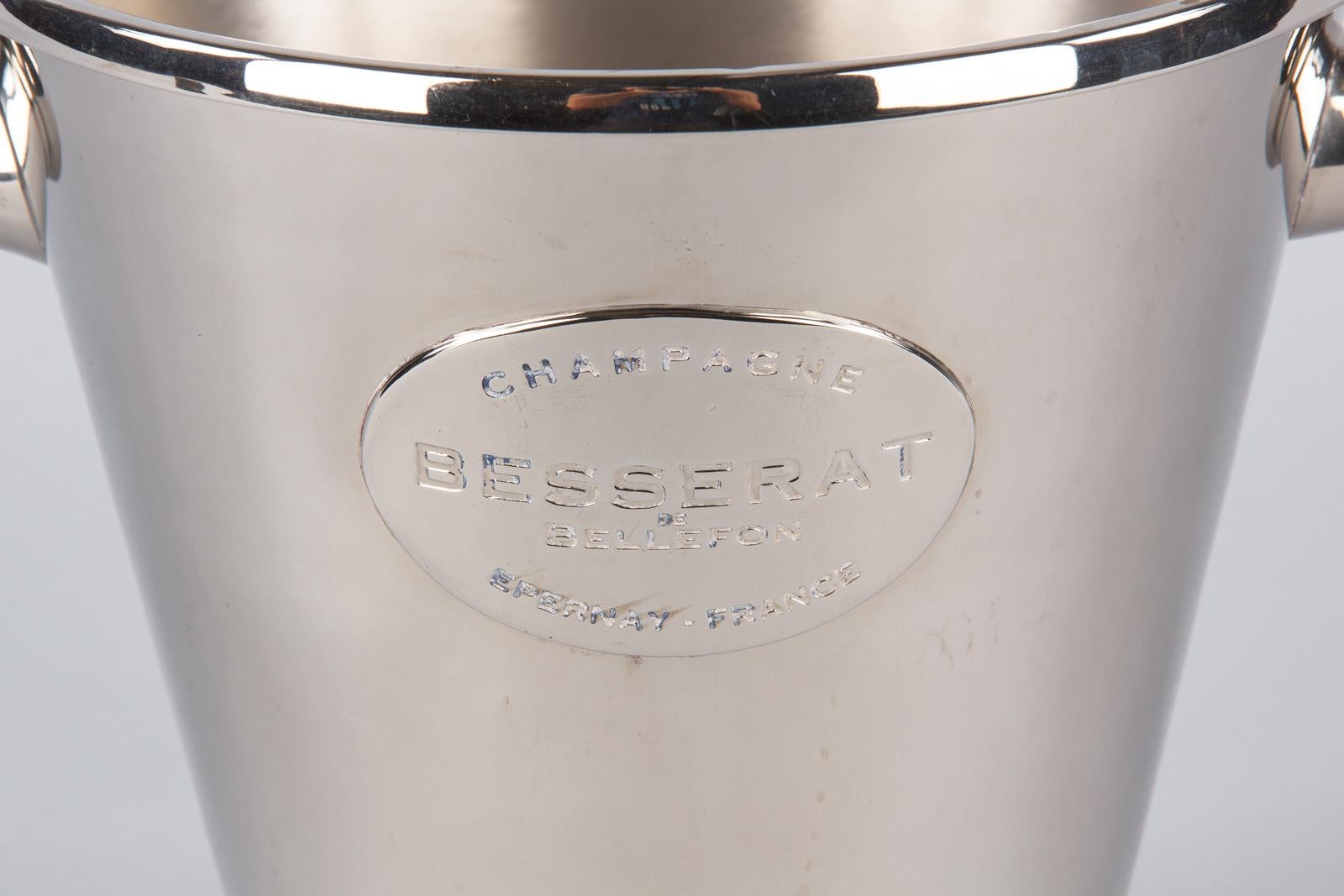 Late 20th Century French Silver Metal Ice Bucket for Champagne Besserat
